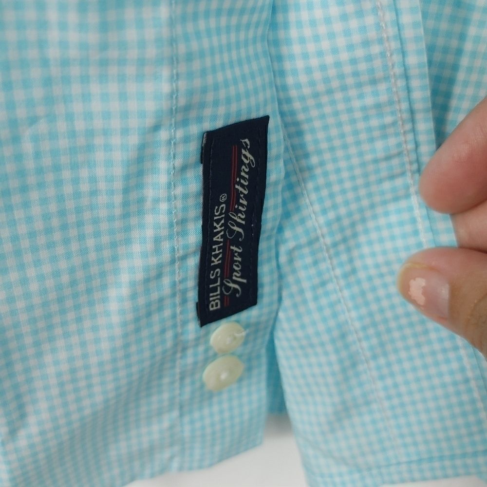Bills Khakis Game day Gingham Aqua Slim Fit Button - Picture 3 of 7